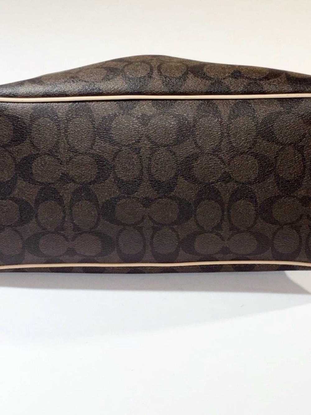Coach Brown Signature Satchel with Light Beige Trim - Picture 8 of 9